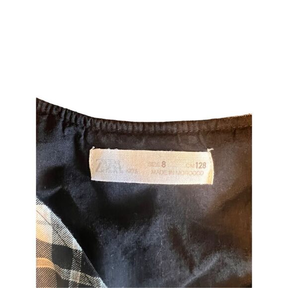 Zara kids size 8 tartan plaid black white wrap dress fall winter - Picture 3 of 3